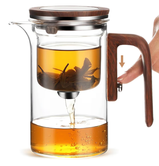 Enchanti Tea Pot, Glass Teapot with Infuser, Magic Witchcraft Enchanted Tea Kettle with Strainer for Water Separation, Magical Push Control Tea Maker for Loose Leaf & Herbal Teas -600ML
