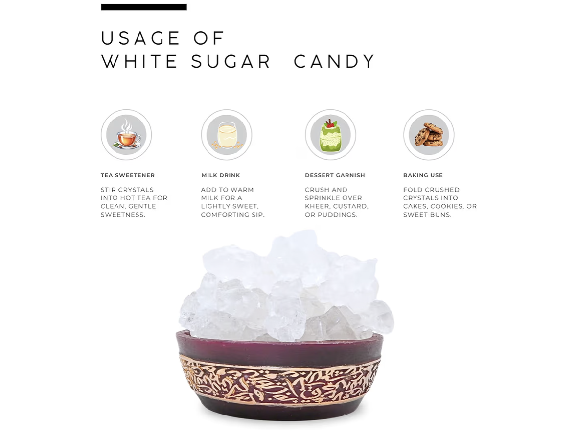 AWAFI MILL Sugar Candy | Crystal Rock Sugar | Mishri for Beverages and Desserts - 500 g | 17.6 Oz