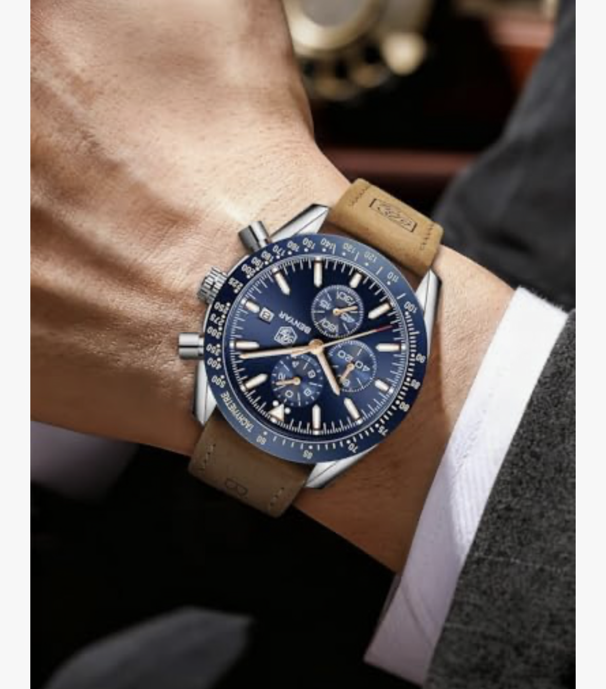 BY BENYAR Mens Watches Chronograph Analog Quartz Movement Stylish Sports Designer Wrist Watch 30M Waterproof Elegant Gift for Men