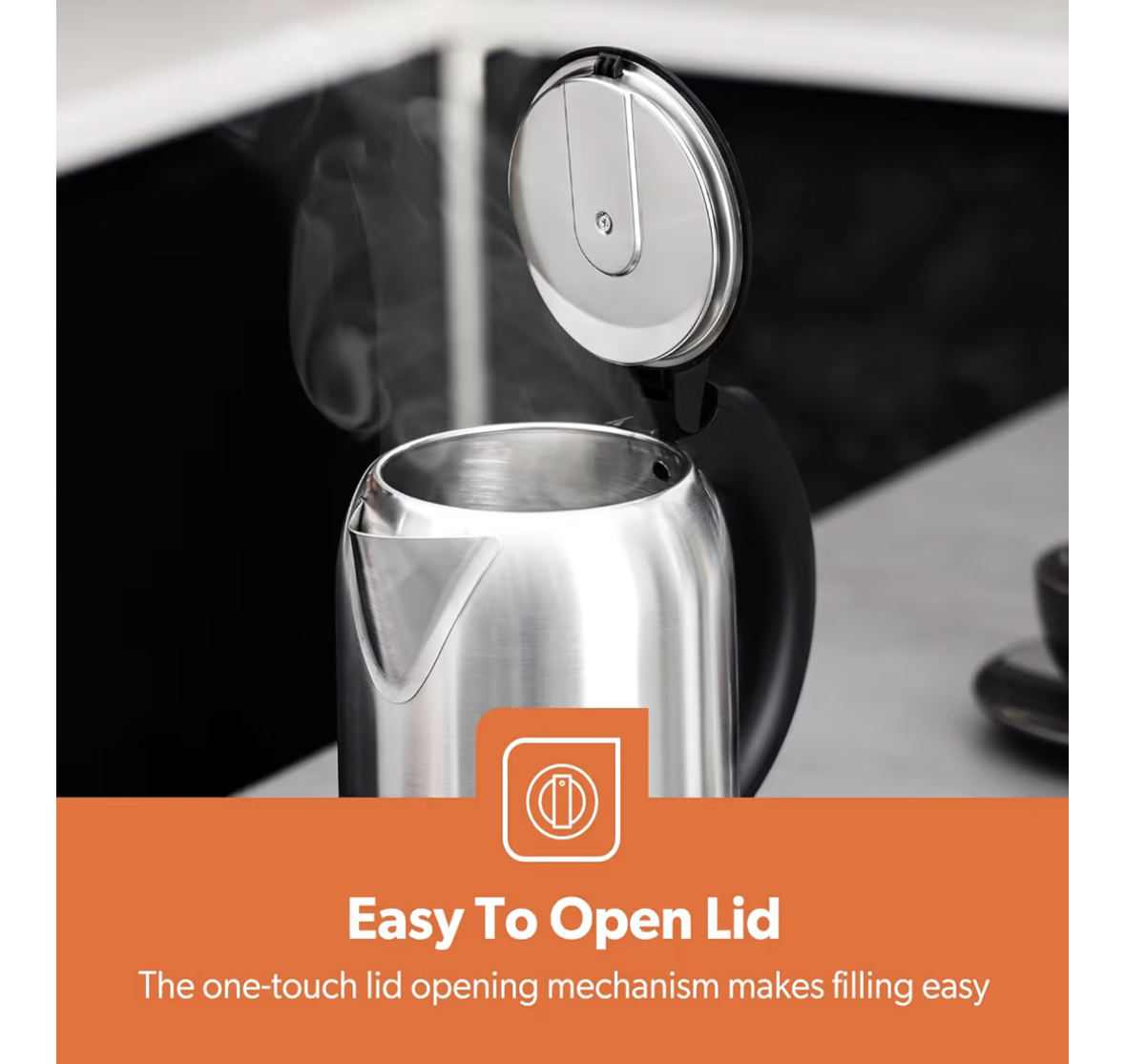 Geepas Stainless Steel Electric Kettle With Auto Shutt off and Boil Dry Protection 1.8 L 1800 W GK5466 Silver/Black