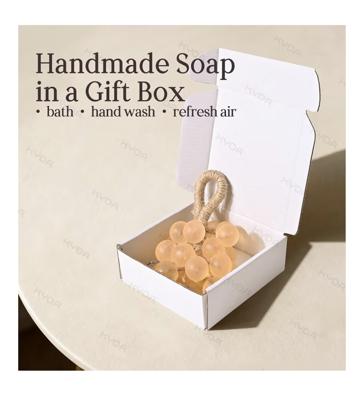 KYDA Purple Grape Soap on Rope, Cold Process Bath Soap, Handmade Grapes Cluster Shaped Soaps, Decorative & Aromatic Artisan Bar for Hand Wash, Bath, Refresh Air, DIY Handmade Bath Soaps Gift Box
