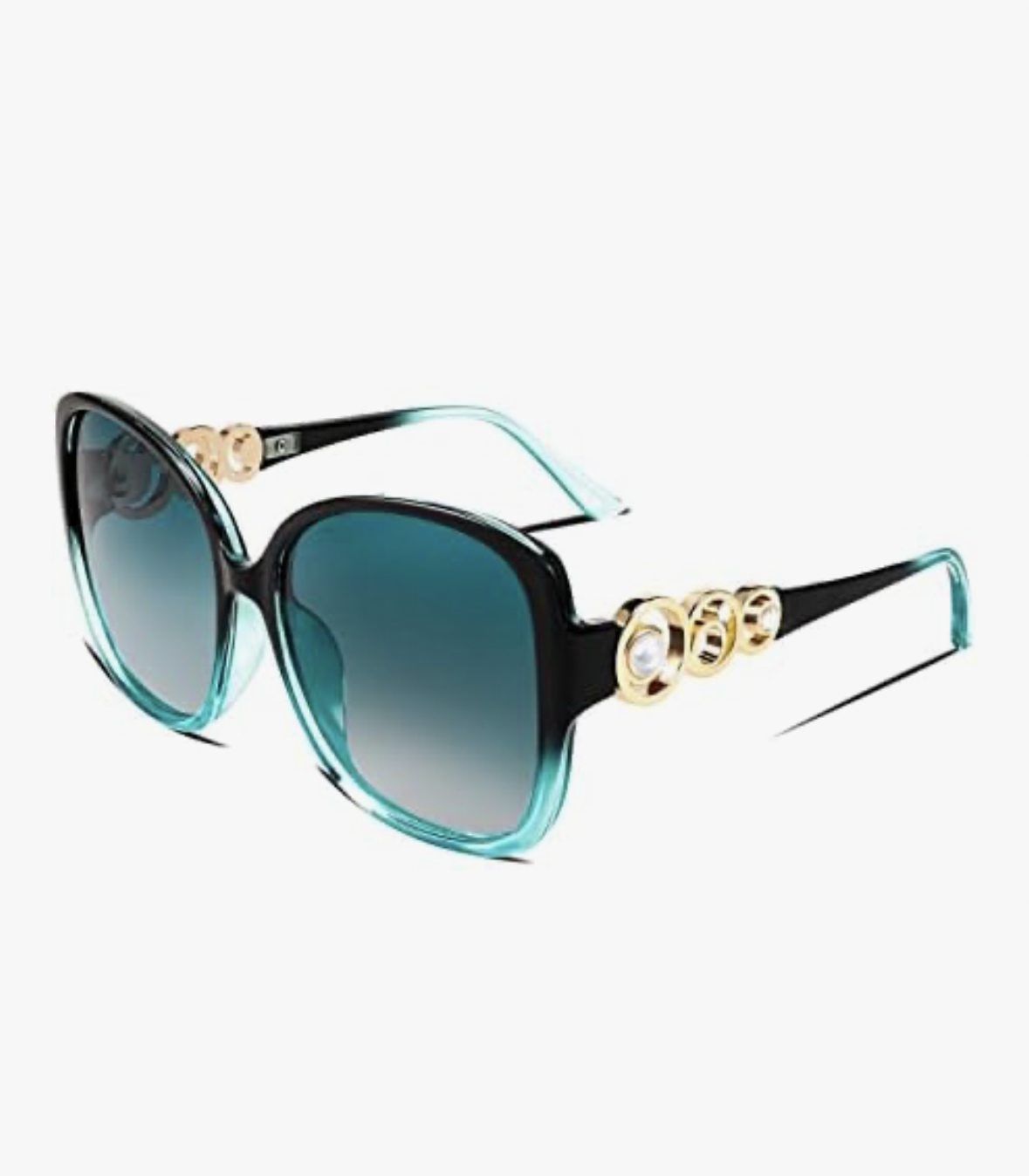 FEISEDY Polarized Fashion Sunglasses Oversized Women Trendy Square Frame with Pearl Sparkling B2821