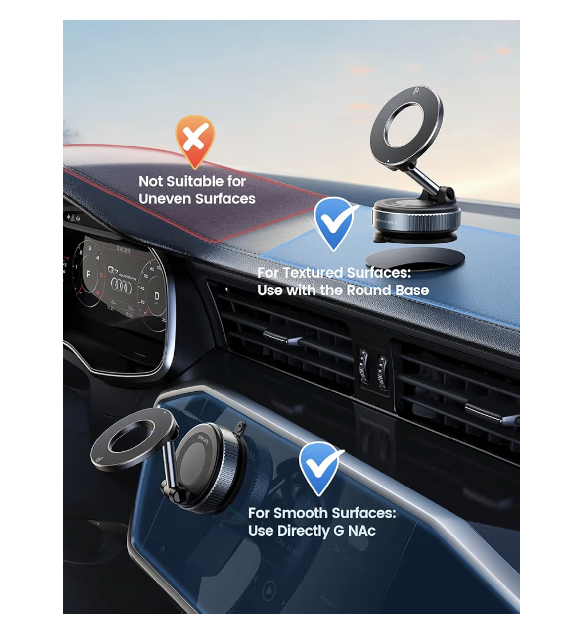 Lamicall Car Phone Holder - [70 LBS Strongest Suction] for Mag safe Car Mount, 360° Adjustable Vacuum Suction, Dashboard Windshield Magnetic Mobile Holder for Car/Mirror/Smooth Surface for All Phone