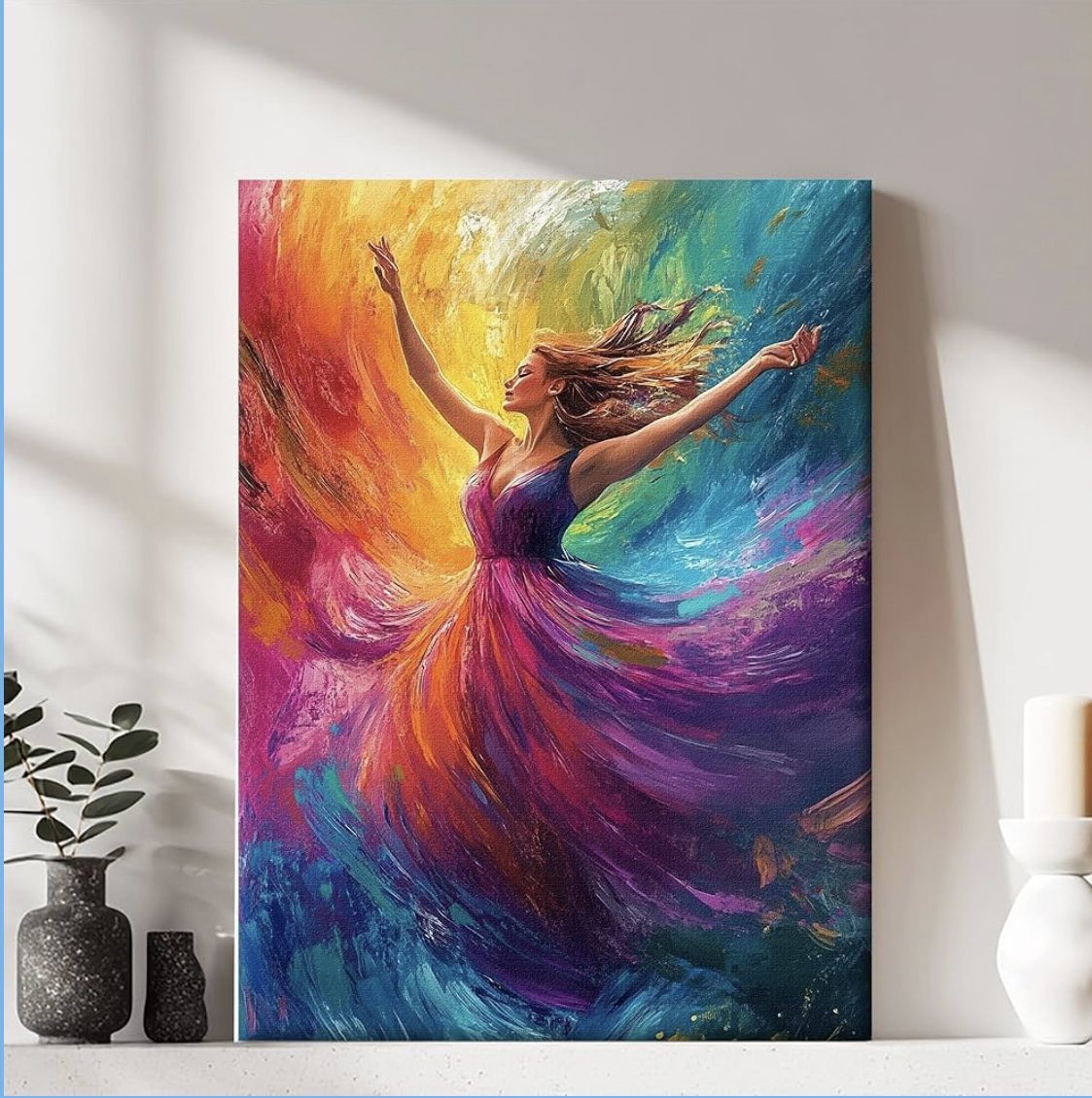 Framed Canvas Wall Art Print, Modern Ready to Hang Home Decor Abstract, Wall Hanging Decor Painting Poster Artwork for Living Room, Bedroom, Bathroom, Gift, Home Decoration 7.8 x 11 Inch D51