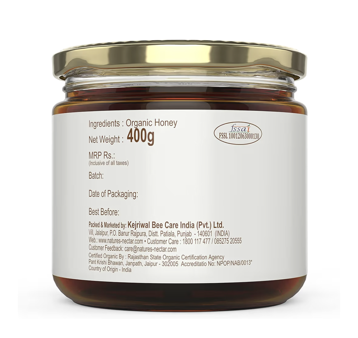 Nature's Nectar Raw Organic Honey