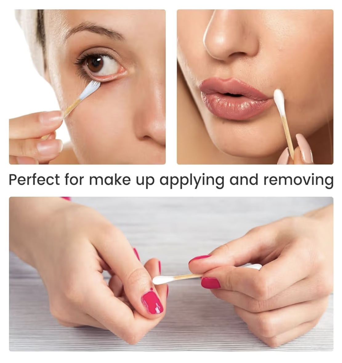 Bamboo Cotton Buds 500 Pcs Double Tipped Cotton Swabs - Biodegradable Eco-Friendly Strong Wooden Sticks Round Tips Ear Buds - Qtips Wooden Cotton Buds for Baby Care, Makeup, Ear Cleaning