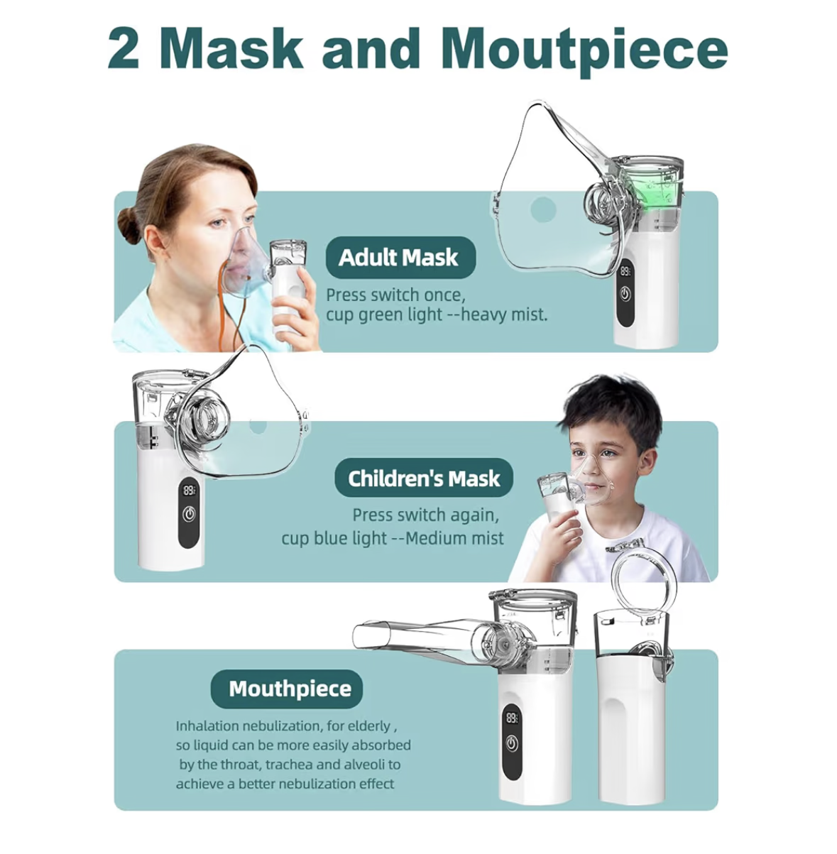 Portable Mini Vaporizers, Handheld Travel Steam Compressor Machine Humidifier Cool Mist Inhaler for Adults & Kids, 800 mAh large capacity