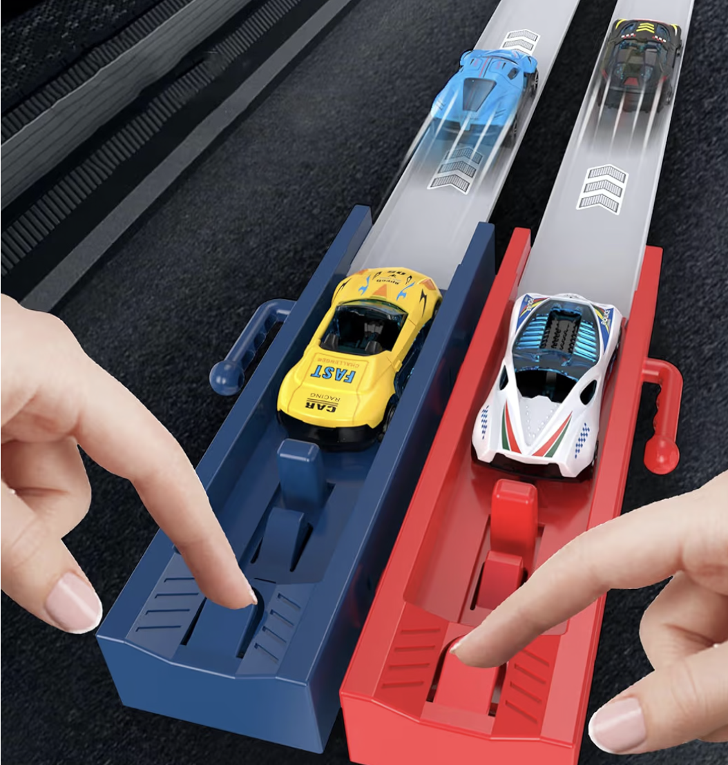 Slot Car Race Track Sets for Boys, Racing Car Track with Slot Cars & Accessories,Dual-Track Racing for 1 or 2 Players,Toys Gifts for Boys Girls Ages 4 5 6 7 8-12,Easy Setup (Dual-Track-4 Car)