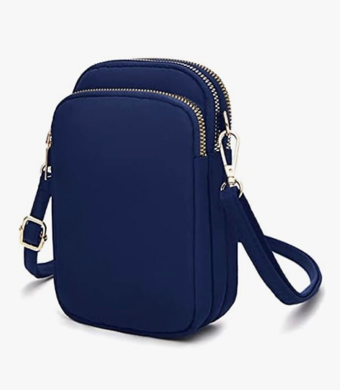 Nylon Ladies Mobile Phone Bags Purse Mini 3 Layers Zipper Shoulder Wallet Bag with Adjustable Strap