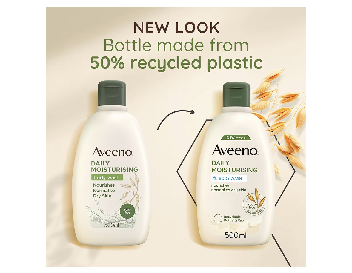 Aveeno Daily Moisturising Body Wash, With Soothing Oat, Suitable For Sensitive Skin, Gently Cleanses and Nourishes, Soap-Free, Lightly Scented, 500ml