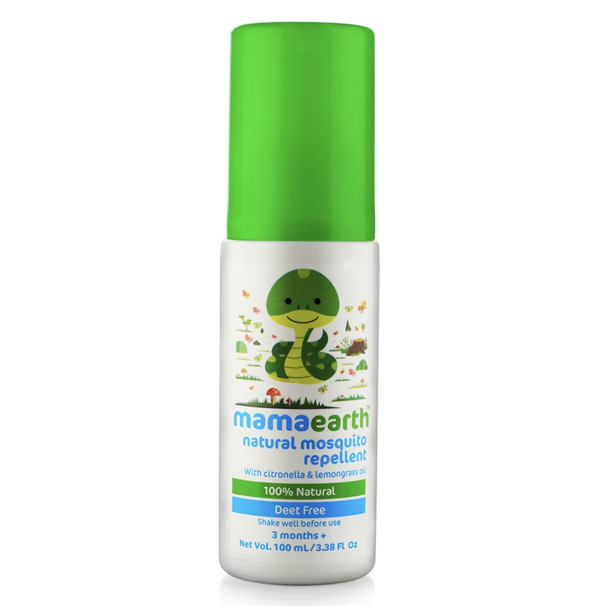 Mamaearth Natural Mosquito Repellent Spray with Citronella, Lemongrass & Peppermint Oil | DEET-Free, Toxin-Free Formula, Long-Lasting Indoor & Outdoor Protection |Safe & Gentle for 3+ Months, 100ml