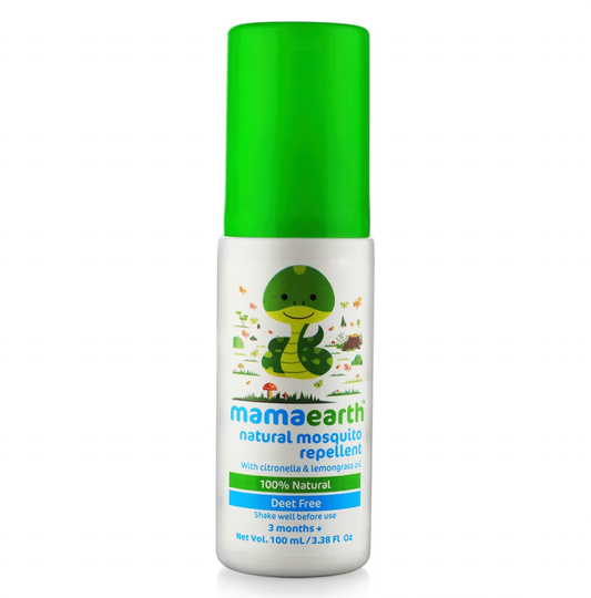 Mamaearth Natural Mosquito Repellent Spray with Citronella, Lemongrass & Peppermint Oil | DEET-Free, Toxin-Free Formula, Long-Lasting Indoor & Outdoor Protection |Safe & Gentle for 3+ Months, 100ml