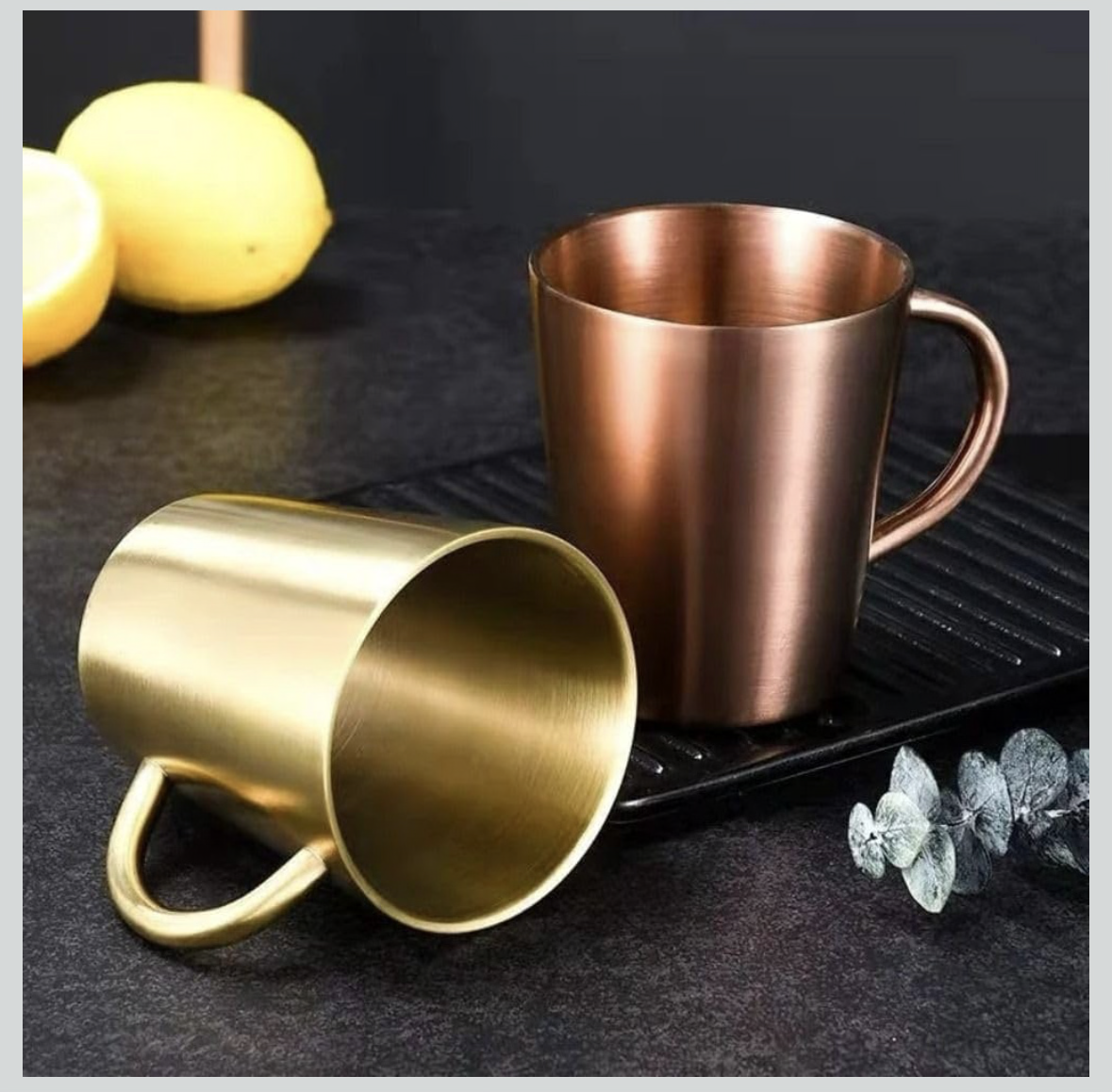 Home Double-Layer With Handle 304 Stainless Steel Water Cup 300ml Dining Drinkware Mugs Coffee Mugs(Gold)