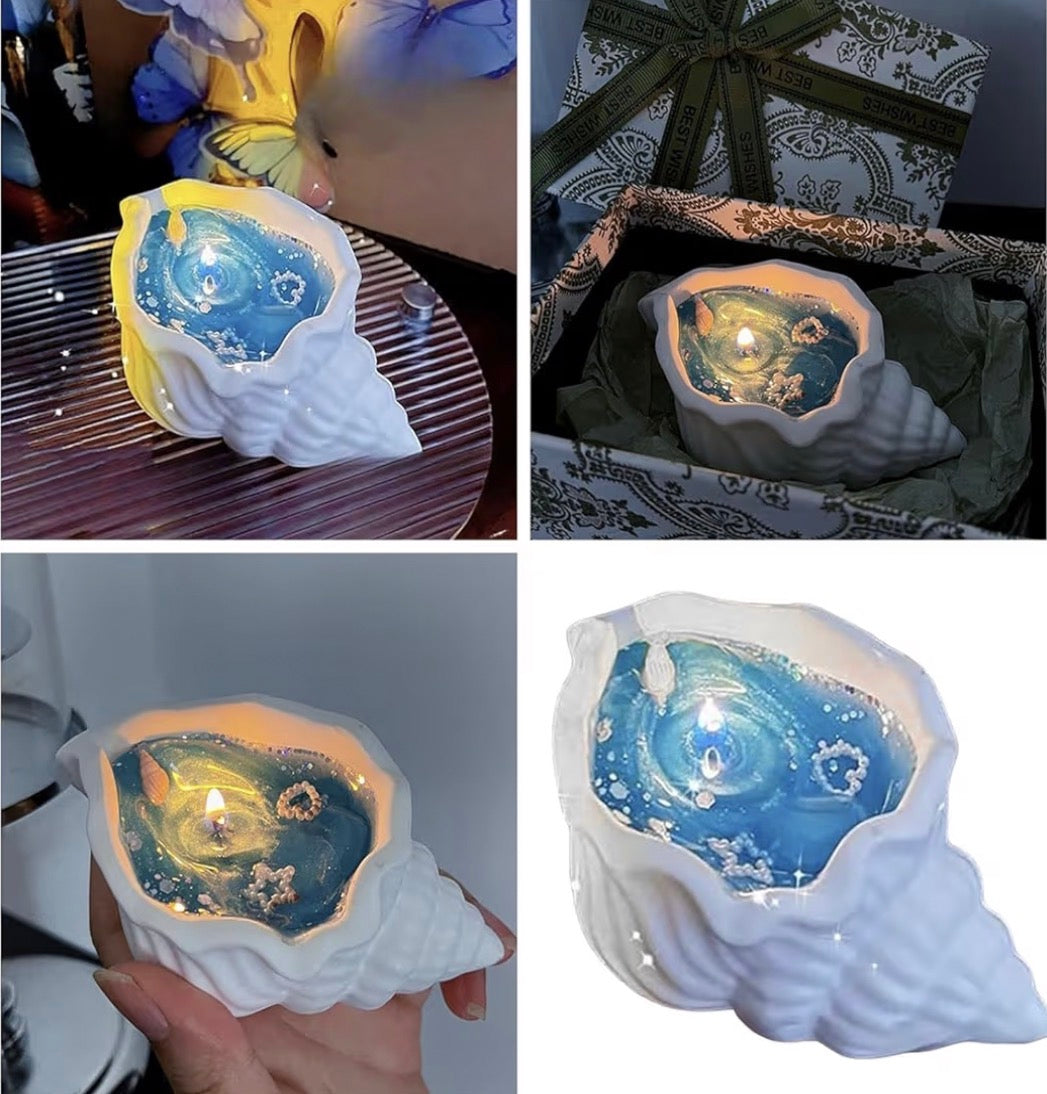 YelaJoy Ocean Shell Conch Scented Candle,Sea Shell Scented Good Luck Candle,Scented Candles Gifts for Women,Handmade Natural Scented Candles for Decorative and Meditation Stress Relief