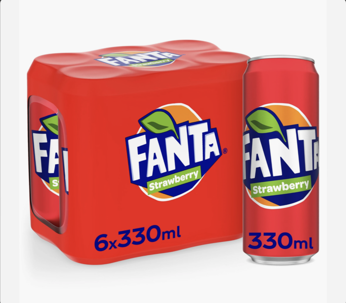 FANTA Strawberry, Carbonated Soft Drink, Can 330ml, Pack of 6