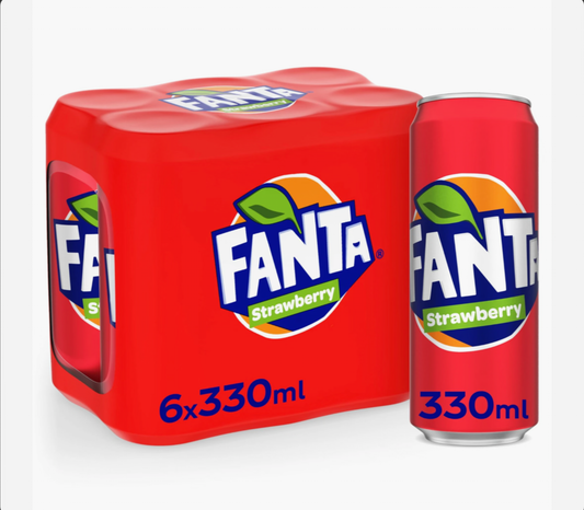 FANTA Strawberry, Carbonated Soft Drink, Can 330ml, Pack of 6
