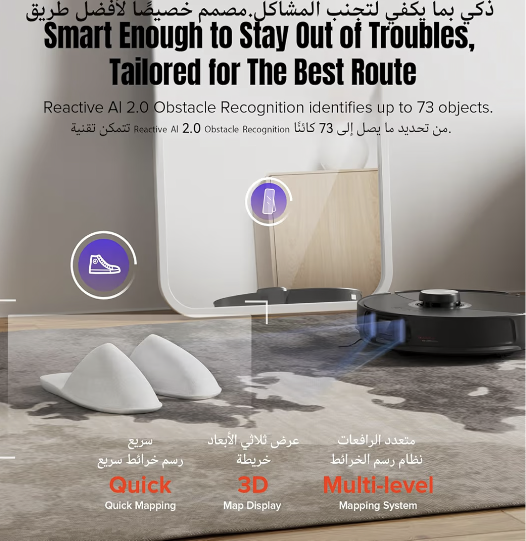 Roborock S8 MaxV Ultra Robot Vacuum & Sonic Mop, 10000 Pa Suction,Deep Cleaning, Hot Air Self-Drying, Auto Empty & Refill, Obstacle Avoidance