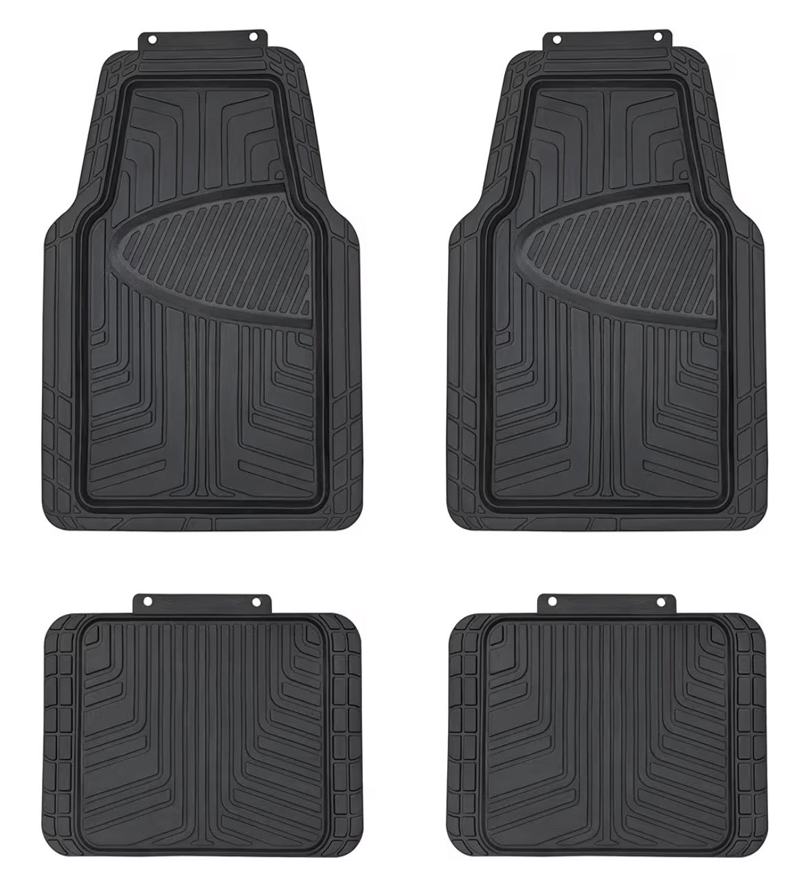 4-Piece Premium Rubber Floor Mat for Cars, SUVs and Trucks, All Weather Protection, Universal Trim to Fit, Black