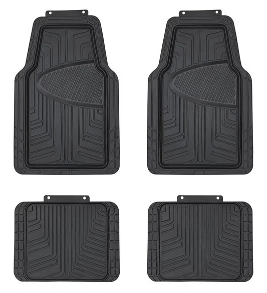 4-Piece Premium Rubber Floor Mat for Cars, SUVs and Trucks, All Weather Protection, Universal Trim to Fit, Black