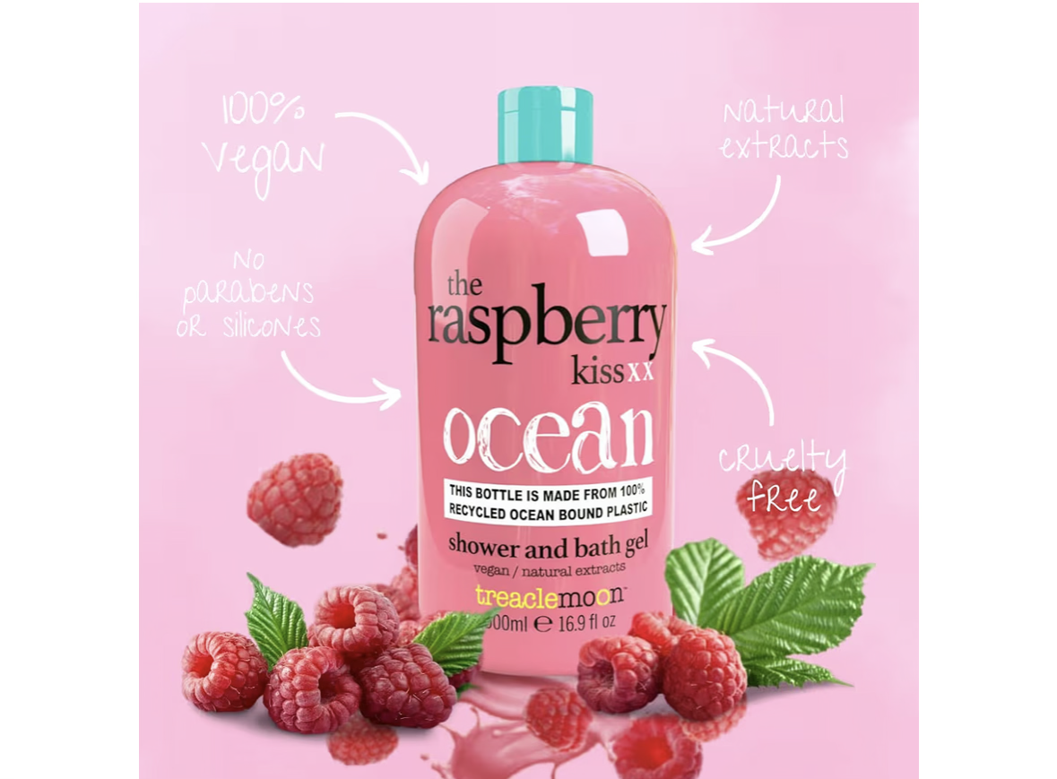 Treaclemoon Raspberry Kiss Shower & Bath Gel, 500ml (Pack of 3) | Fruity & Refreshing Body Wash with Natural Raspberry Extract | Sweet, Inviting Aroma | Vegan & Cruelty-Free | Gentle & Moisturising