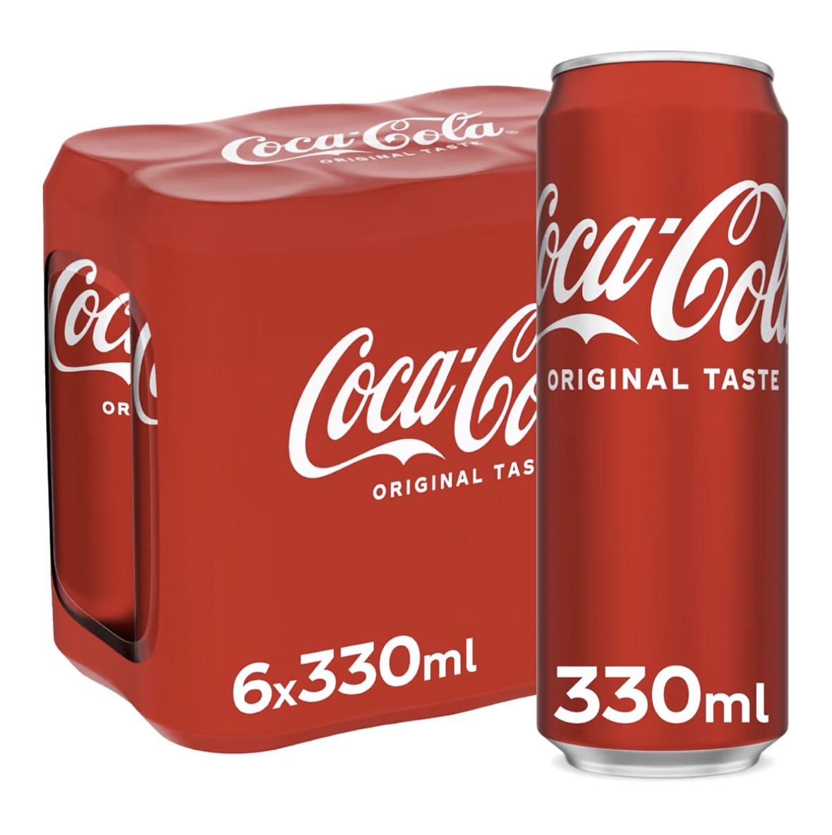 COCA-COLA Original Taste, Carbonated Soft Drink, Can 330ml, pack of 6