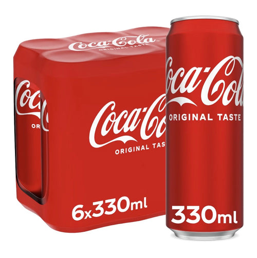 COCA-COLA Original Taste, Carbonated Soft Drink, Can 330ml, pack of 6