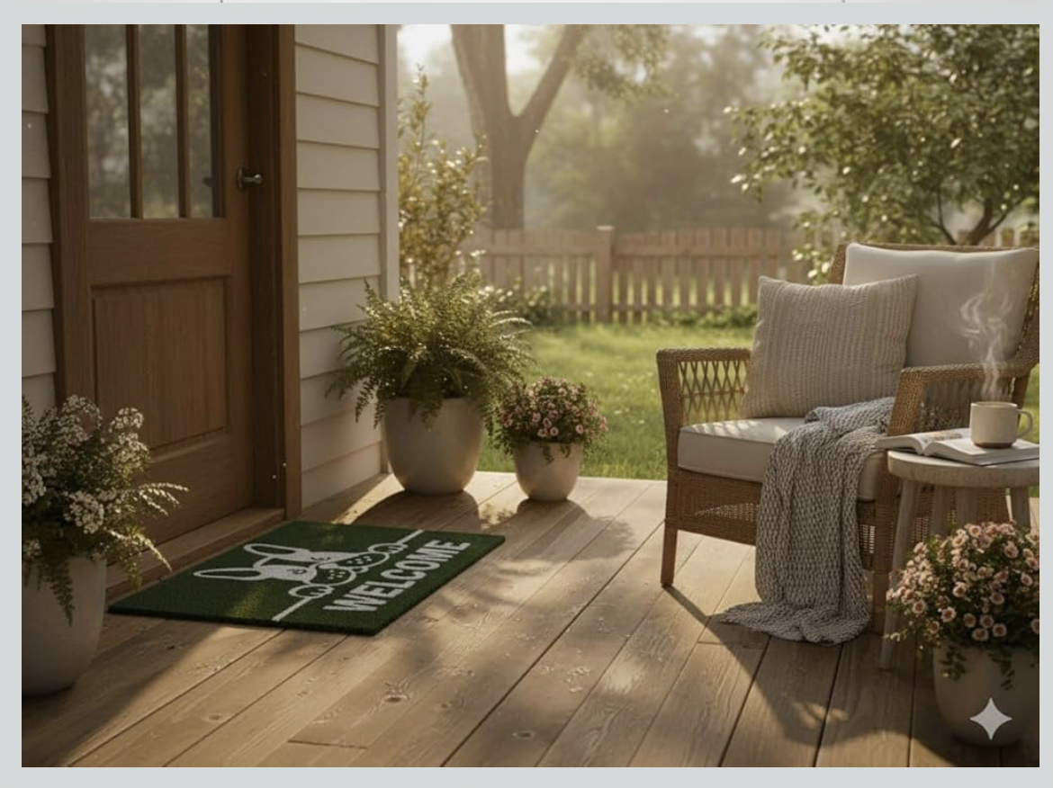 Welcome Door Mat, Non-Slip Dirt Trapping Outdoor & Indoor Entry Rug, Heavy Duty Easy Clean Doormat for Home, Porch, Kitchen, Balcony, All Seasons