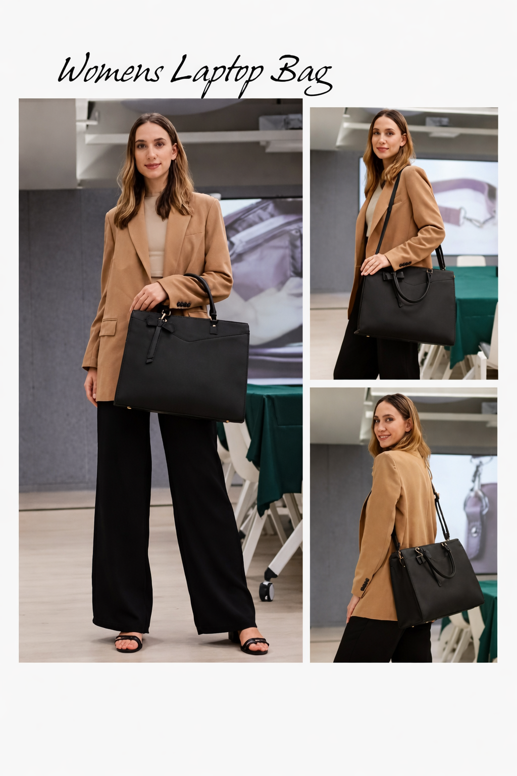 Laptop Bag for Women 15.6 Inch Waterproof PU Leather Tote Bag Business Office Work Bag Briefcase Computer Tote Bag