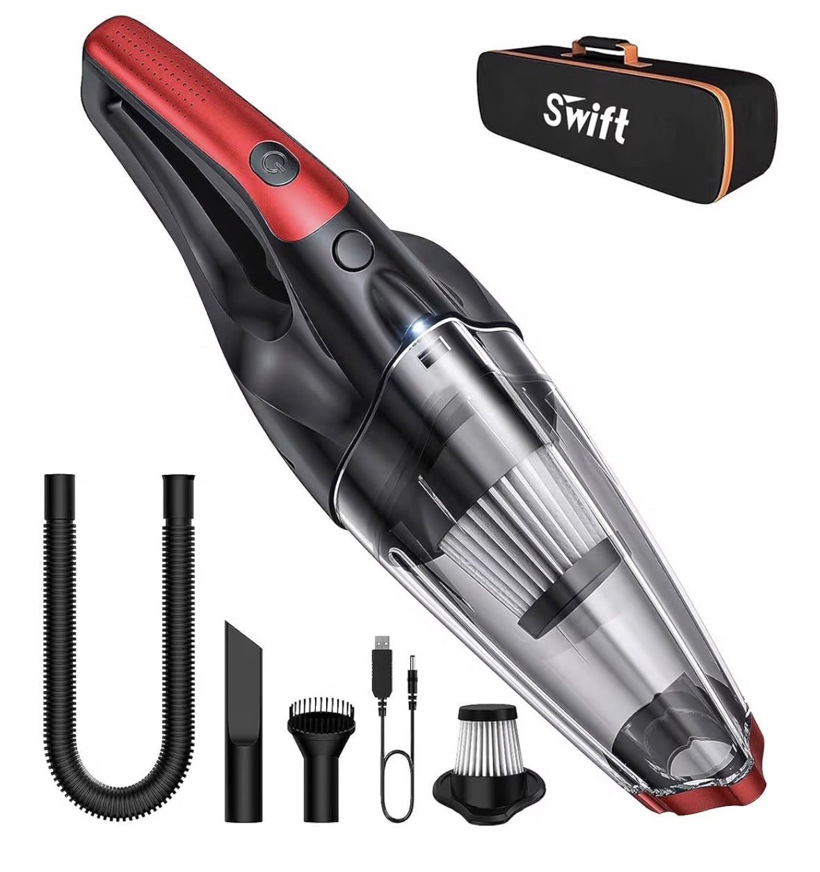 SWIFT Handheld Car Vacuum Cleaner Cordless, Portable Car Vacuum Cleaner with LED Display, Rechargeable Mini Dust Buster for Car, Home, Office Cleaning