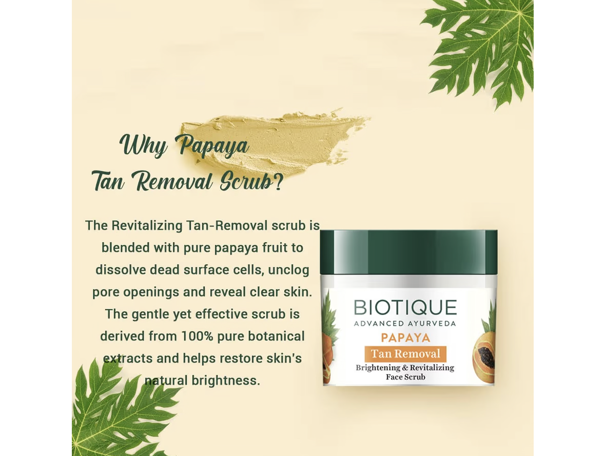 Biotique Bio Papaya Revitalizing Tan Removal Scrub, 75 G, Multi, Gm