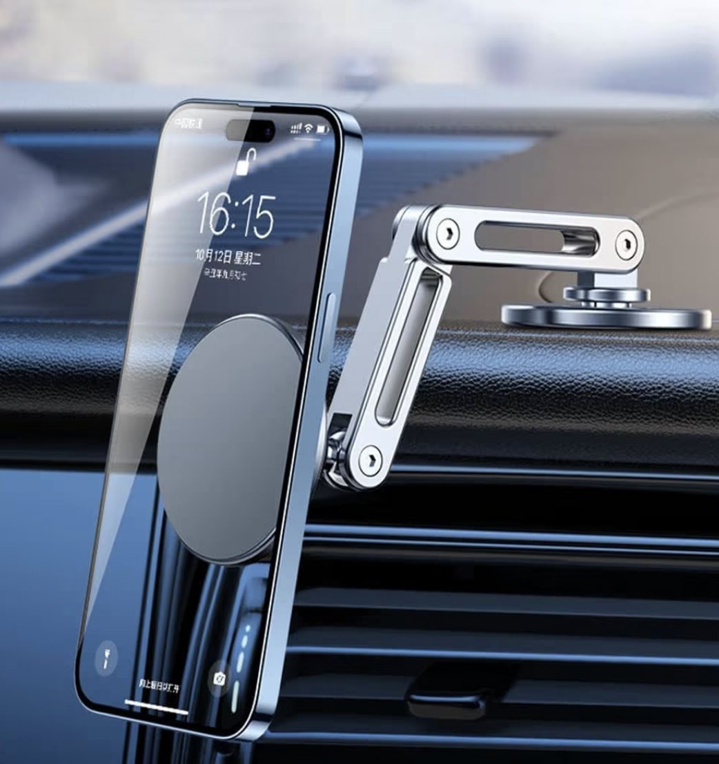NALACAL Strong Magnetic Phone Holder for Car Phone Mount, Magnets Stand for iPhone 14 13 12 Pro Max Accessories Aluminum Alloy GPS Holder (Silver)