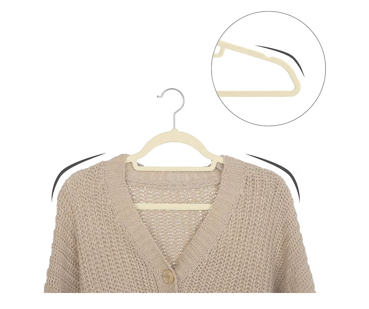 Red Dot Gift®10-Pack Beige Non-Slip Velvet Hangers 42cm With 360 Degree Rotatable Hook - Durable & Slim