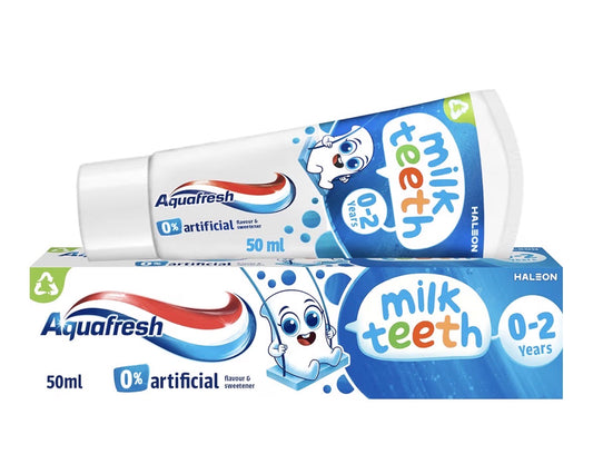 Aquafresh Milk Teeth Baby Toothpaste 0-2 years, Toddler Toothpaste for Infants, Gentle care for Milk Teeth, 50ml
