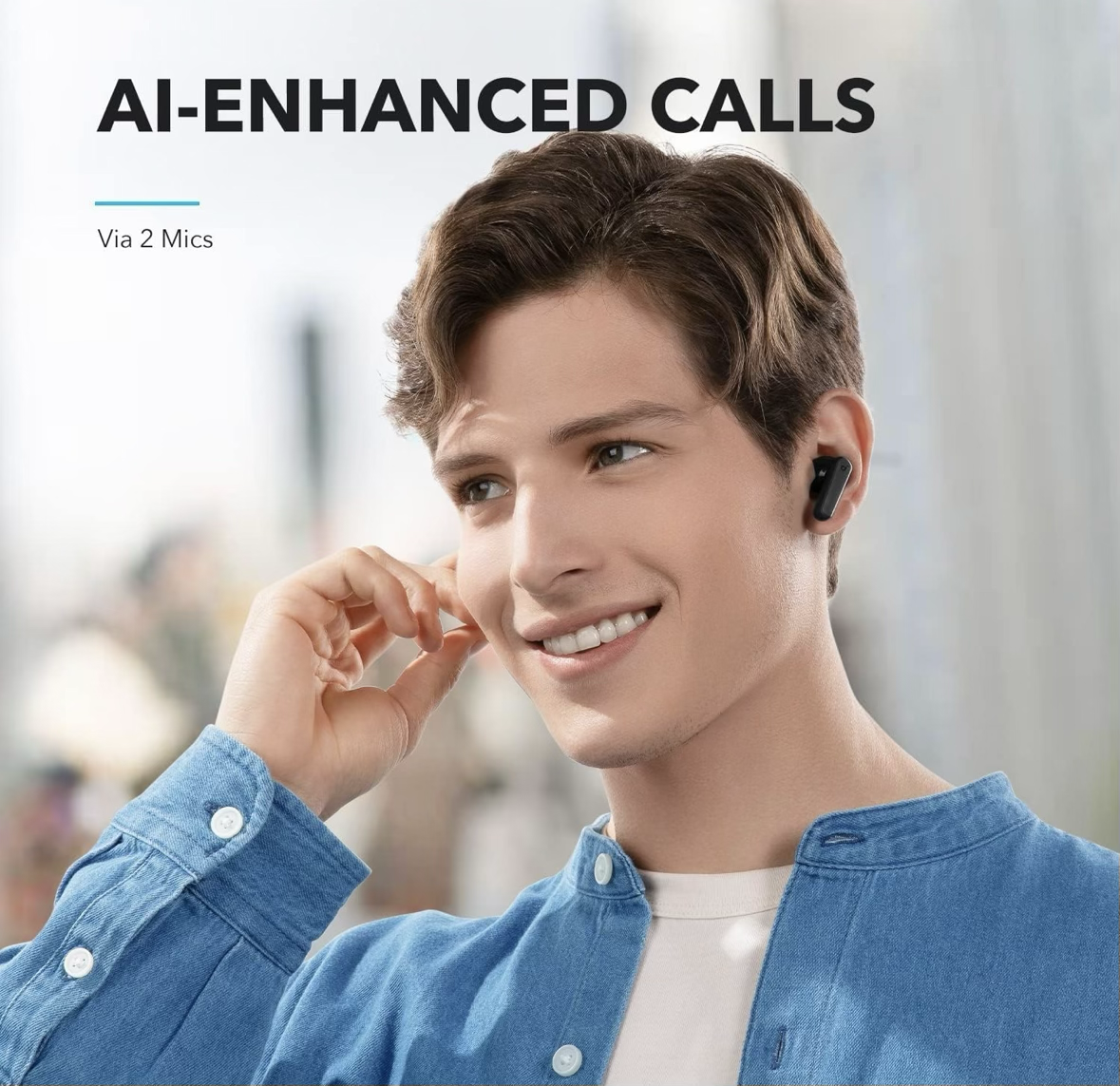 Soundcore by Anker R50i True Wireless Earbuds, 10mm Drivers with Big Bass, Bluetooth 5.3, 30H Long Playtime, Water-Resistant, 2 Mics for AI Clear Calls, 22 Preset EQs, Customization via App (Black)
