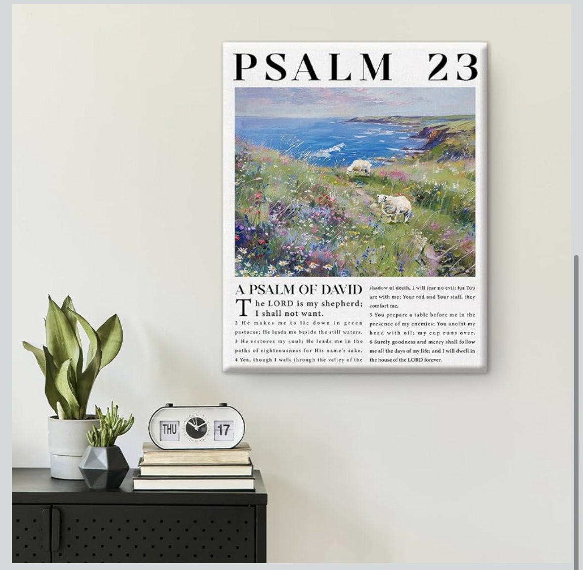 Bible Verse Canvas Wall Art Christian the Lord ls My Shepherd Psalm 23 Scripture Poster Picture Print Artwork Framed for Home Decor 8x10 Inches