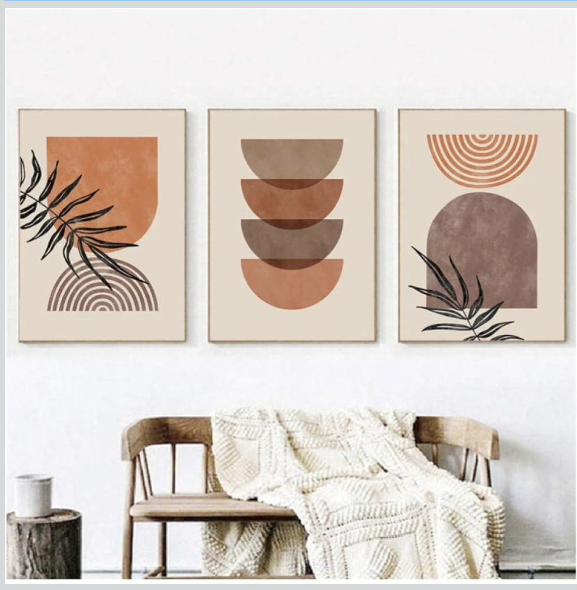 BPA 3 Pcs Modern Abstract Wall Art Home Decor Rainbow Art Print Canvas Painting Geometric Poster Neutral Boho Wall Pictures 50X70Cm No Frame