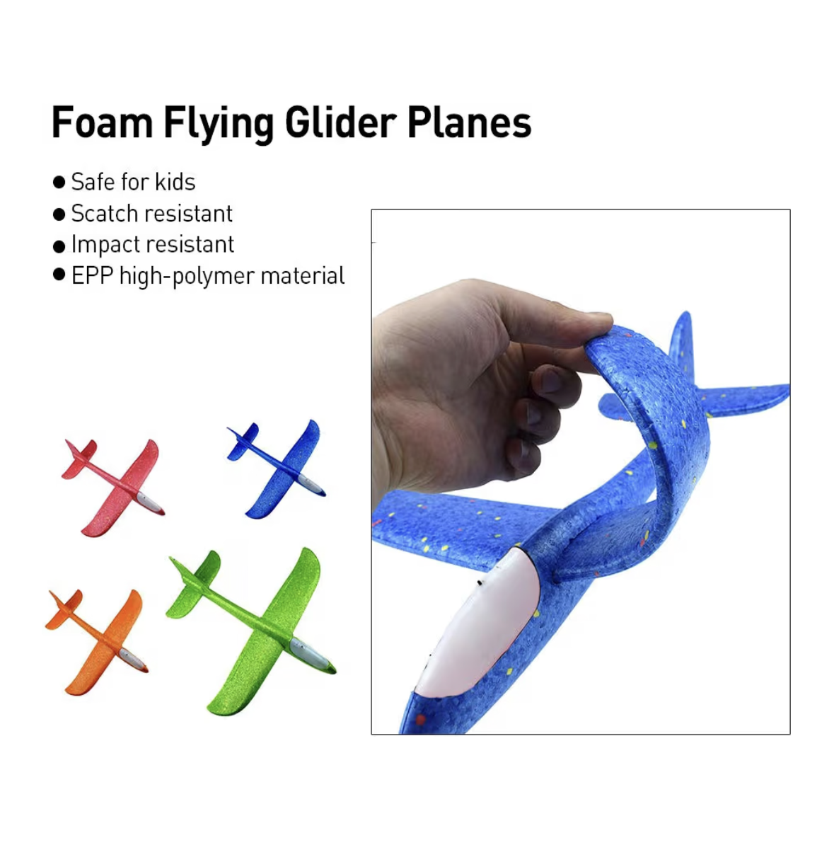 SHOWAY Flying Glider Planes With Flash LED Light 18.9" Foam Flight Mode Throwing Air Plane Aerobatic Airplane Outdoor Sport Game Toys Gift for Kids 3 4 5 6 7 Year Old Boy Green