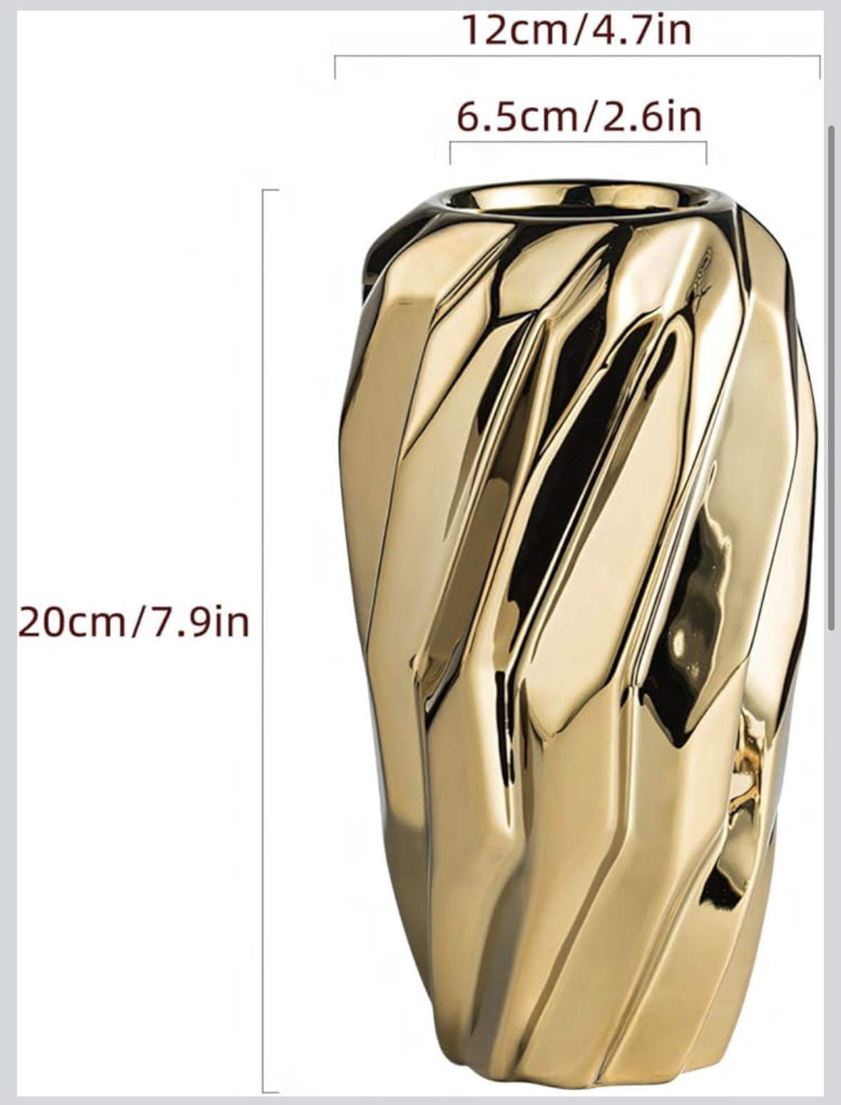 Gold Flower Vase, Vecolla Ceramic Vase for Flowers with Wavy Fluted Design, Aesthetic Flower Pot Home Decor For Living Room Bedroom Office Coffee Table Wedding Bookshelf(1-Pack,M,Gold)