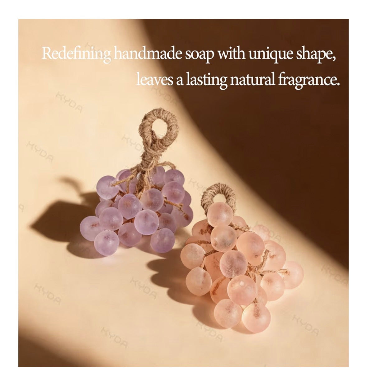 KYDA Purple Grape Soap on Rope, Cold Process Bath Soap, Handmade Grapes Cluster Shaped Soaps, Decorative & Aromatic Artisan Bar for Hand Wash, Bath, Refresh Air, DIY Handmade Bath Soaps Gift Box