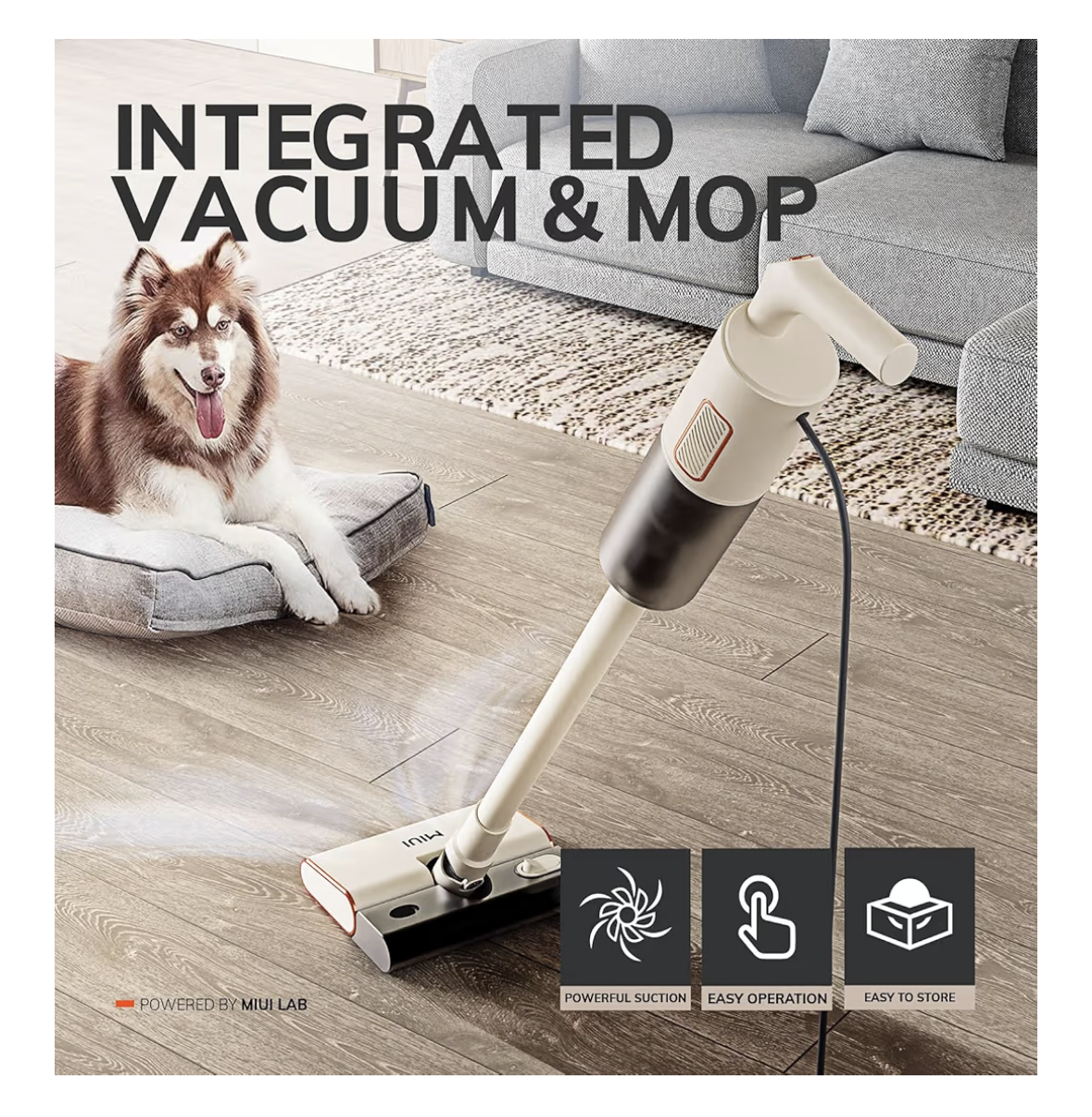 MIUI Wet Dry Vacuum Cleaner, All-in-One StickVac with Mop, Solution for Multi-Surface, Perfect for Hardwood, Tile, Marble, Area Rug & More, Corded, Safe for Homes with Children and Pets