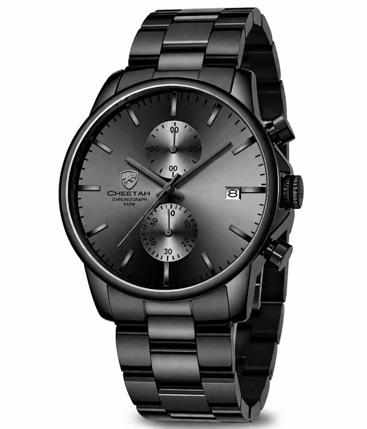 GOLDEN HOUR Fashion Business Mens Watches with Stainless Steel Waterproof Chronograph Quartz Watch for Men, Auto Date
