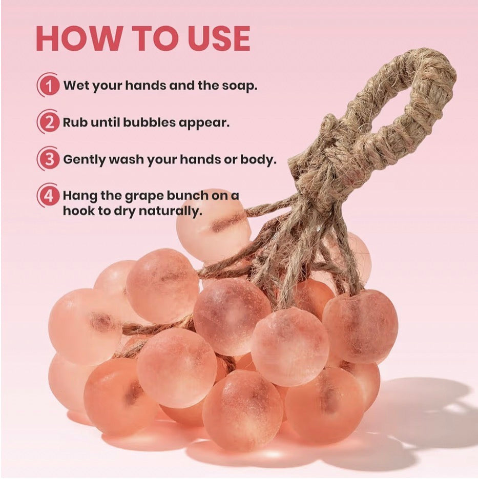 Grape Soap on a Rope, Handmade Grape Cluster Shape Soap Bar, Unique Decorative Bath Soap, Aromatic Hand Wash Gift for Home Decor, Men & Women