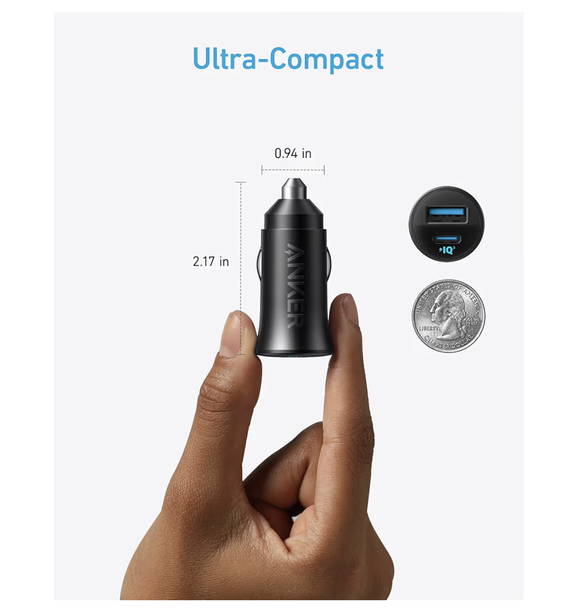 Anker USB-C Car Charger, 30W 2-Port Type-C Car Adapter,iPhone 17/16 /15/14 Series, Samsung Galaxy S23/S22/S21 Series, iPad Pro, AirPods, Huawei and More