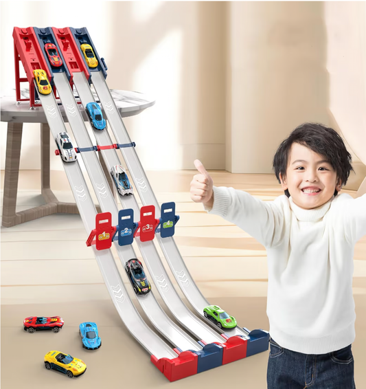 Slot Car Race Track Sets for Boys, Racing Car Track with Slot Cars & Accessories,Dual-Track Racing for 1 or 2 Players,Toys Gifts for Boys Girls Ages 4 5 6 7 8-12,Easy Setup (Dual-Track-4 Car)