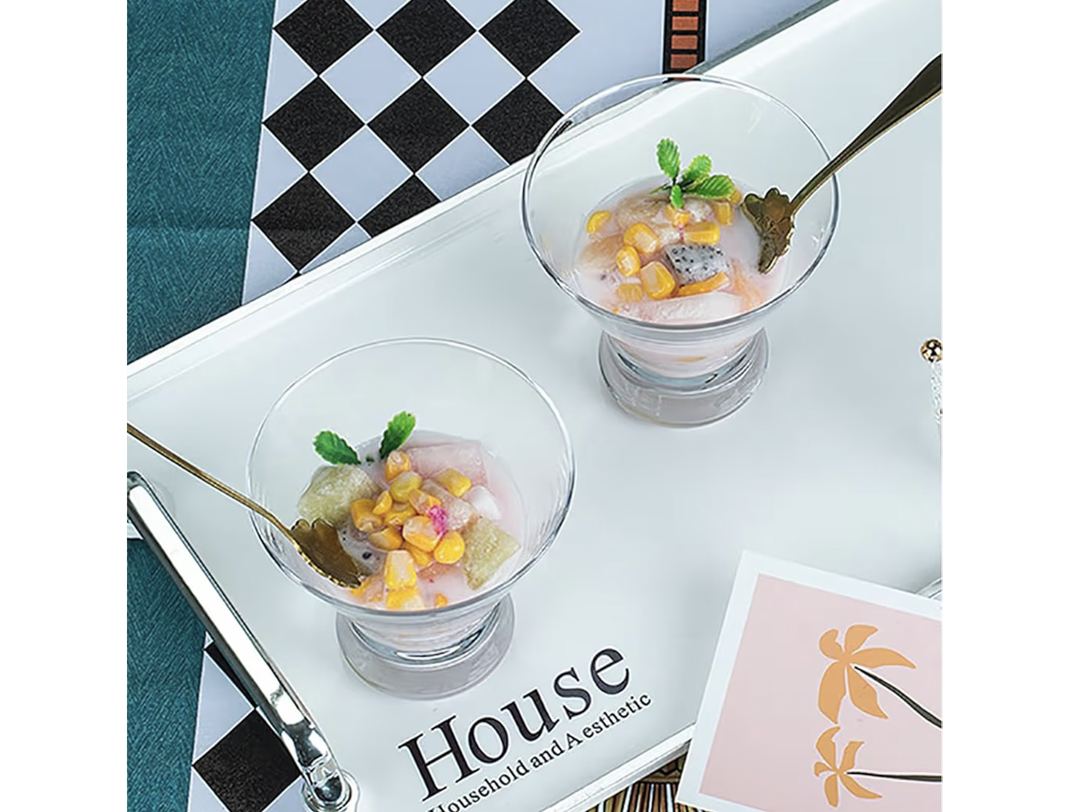 THE WHITE SHOP Martini Glasses Set of 4-8oz Stemless Martini Glasses-Set- Bar, Dessert, Wine Glasses Martini Cocktail Glasses