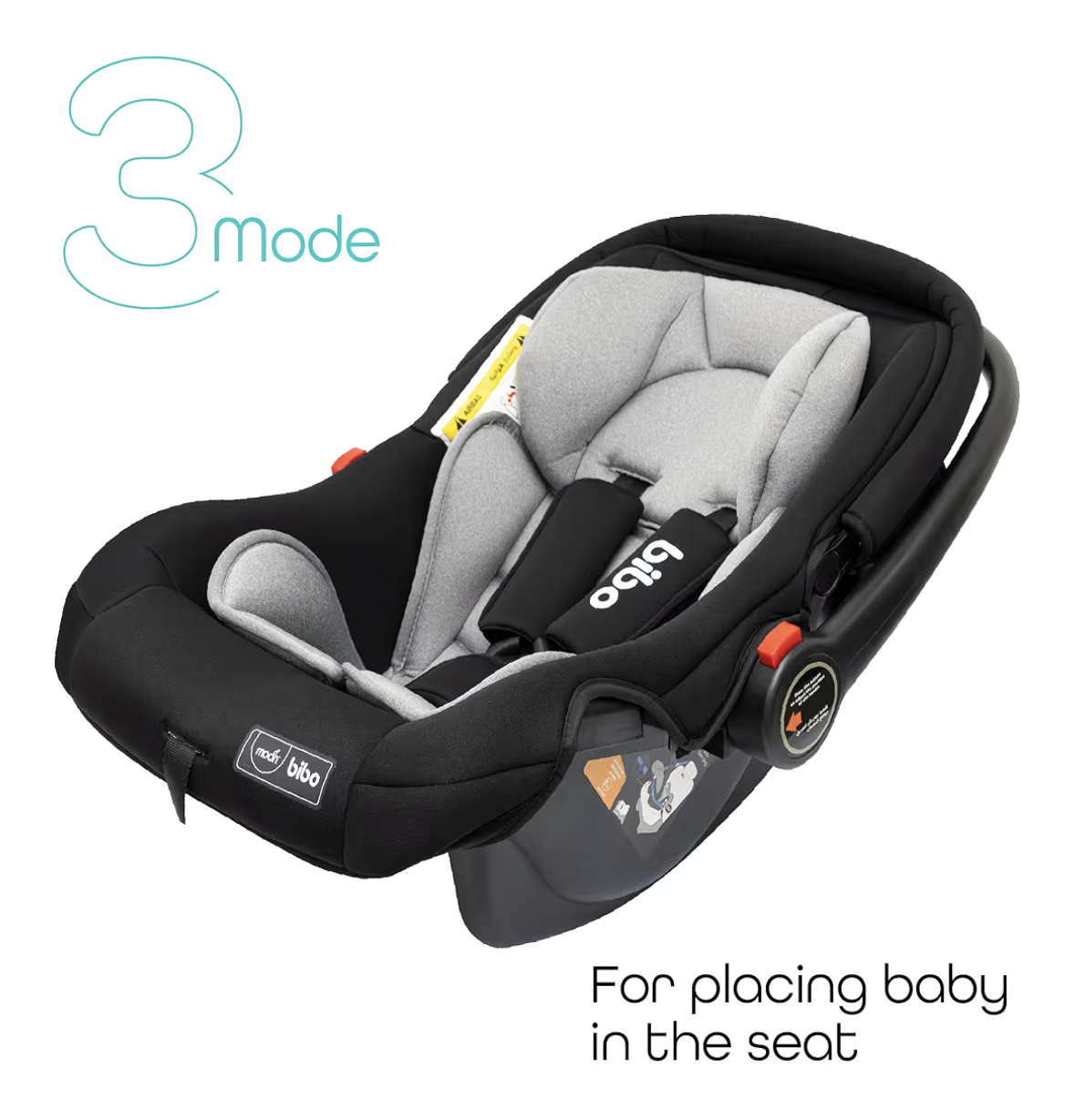 The Moon Brand Bibo Infant/Baby/Kids Travel Car Seat With Full Body Support Cushion Rear Facing Seat Carry Cot AdjUStable Canopy Suitable For 0 Months+0 13 Kg - Black
