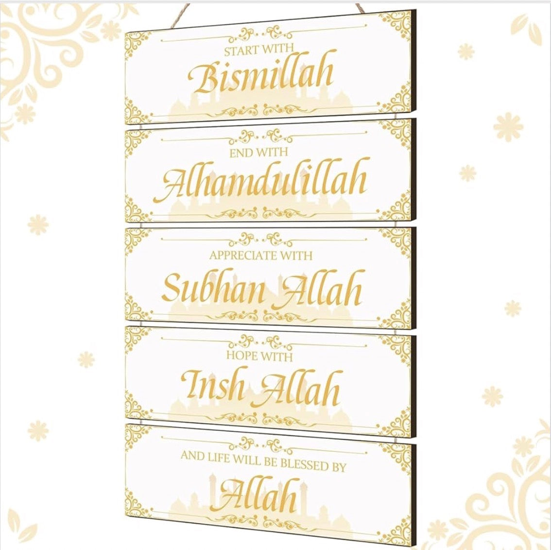 ديكور حائط خشبي إسلامي لعيد رمضان مبارك عيد الأضحى ديكور ابدأ ببسم الله اختتم بالحمد لله لافتة تقدير فن حائط ملهم لعيد الأضحى للمنزل المسلم