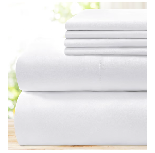 BYSURE Hotel Luxury Bed Sheets Set 6 Piece(Queen, White) - Super Soft 1800 Thread Count 100% Microfiber Sheets with Deep Pockets, Wrinkle & Fade Resistant