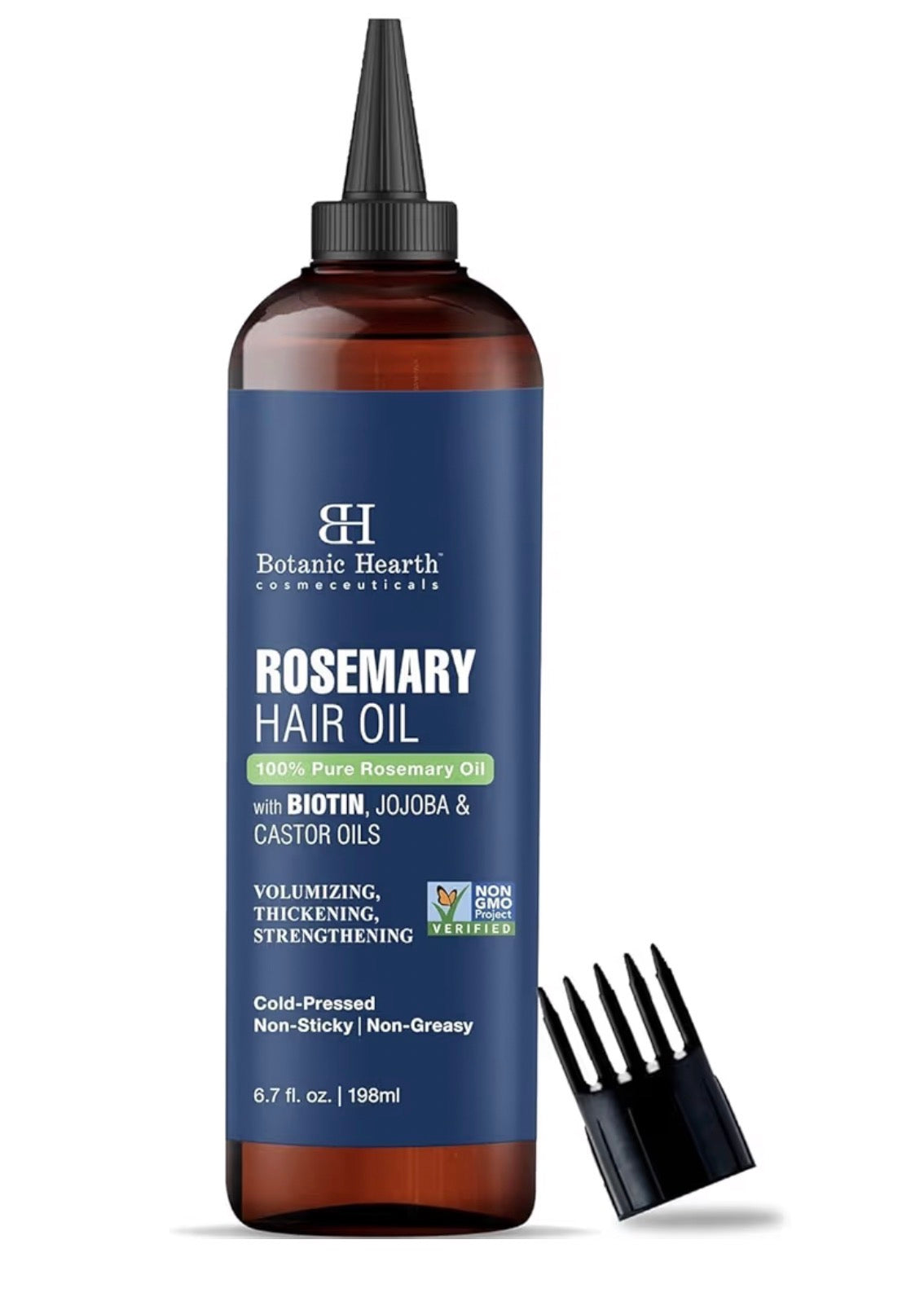 Botanic Hearth 100% Pure Rosemary Oil For Hair Growth | 198 ML | Infused With Biotin, Jojoba & castor Oil | Hair strengthening Treatment | Nourishing & Volumizing | Non GMO Verified