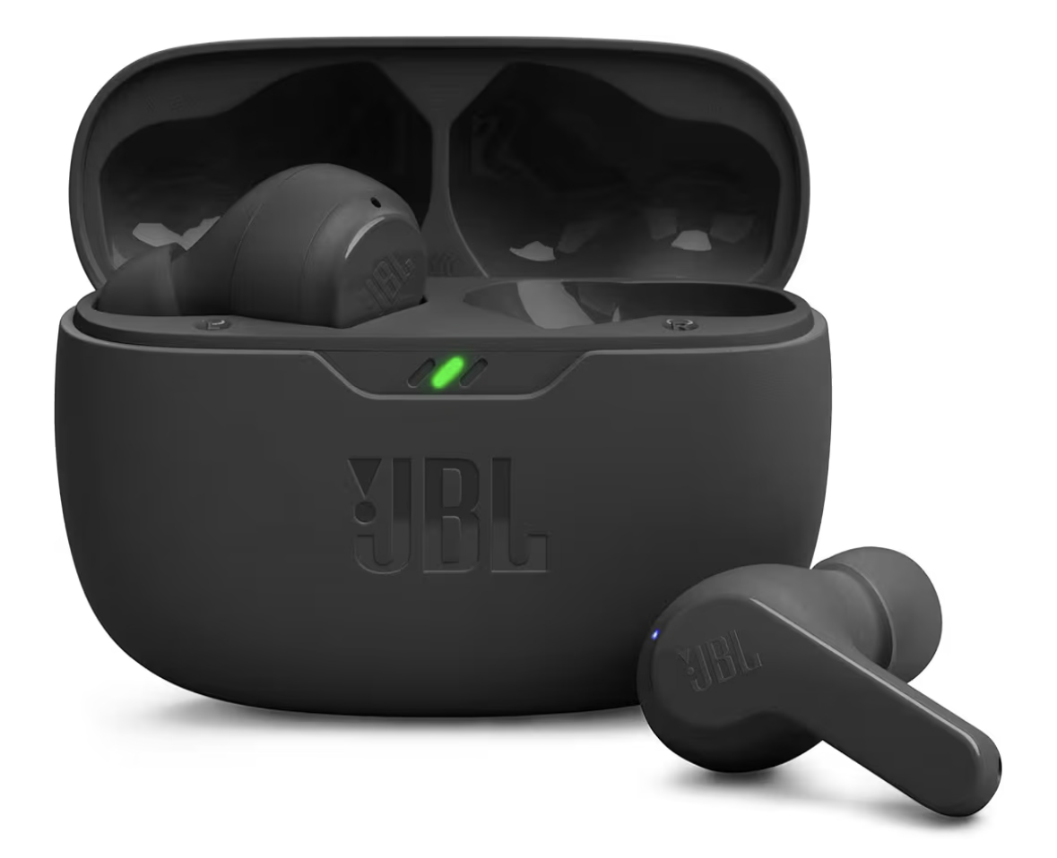 JBL Wave Beam True Wireless Earbuds, Deep Bass, Comfort Fit, 32H Battery, Smart Ambient, TalkThru, Hands-Free + VoiceAware, Water and Dust Resistant - Black, JBLWBEAMBLK